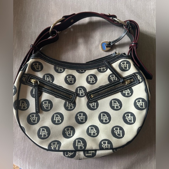 Dooney & Bourne Black/Tan Circle Hobo Bag - Picture 1 of 10